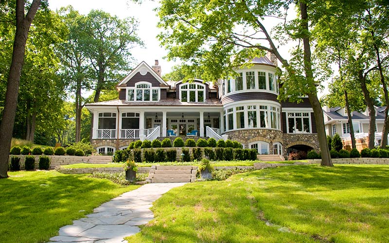 Luxury custom home in Lake Geneva Wisconsin with custom hardscapes